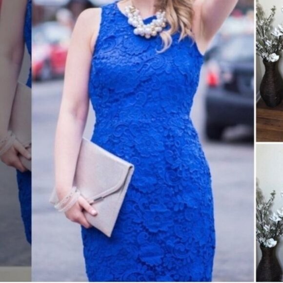 J. Crew Sleeveless Caribbean Blue Lace Sheath Dress 2 Elegant Quiet Luxury - Picture 3 of 8